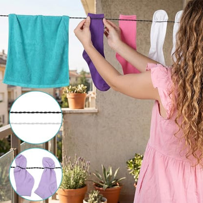 2 Pcs Travel Clothes Line, Portable Clothesline with Hooks and Suction Cups Retractable Travel Clothesline for Hotel Room Camping Clotheslines Accessories Cruise for Hanging Clothes
