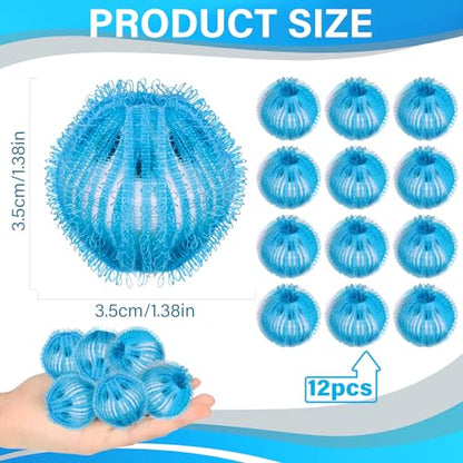 12 Pcs Pet Hair Remover for Laundry, Pet Hair Catcher, Washing Balls, Reusable Washing Machine Lint Paw Hair Catcher, Lint Balls for Washing Machine Dryer (Blue) - color: Blue