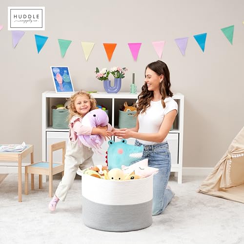 Huddle XXXLarge WASHABLE Blanket Basket for Living Room,Toys Storage, Baby - color: Grey and White, size: XXXL