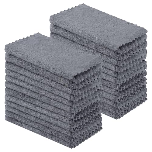 Kitinjoy 24 Pack Kitchen Cloths Dish Towels (10" x 10", Grey) - color: Grey, size: 10 X 10 inch- 24 Pack