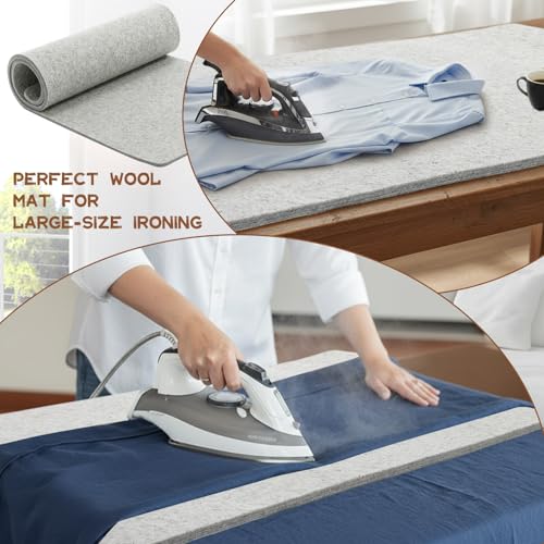 HunnmingRe 22" x 60" Wool Pressing Mat, Extra Large 100% New Zealand Wool Ironing Mat for Quilting Supplies, Sewing, Embroidery, 0.5 Thick Heat-Resistant Double Non-Slip Sided Ironing Pad - size: 22" X 60"