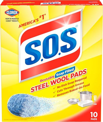 S.O.S Steel Wool Soap Pads, 10 Count - size: 10 Count
