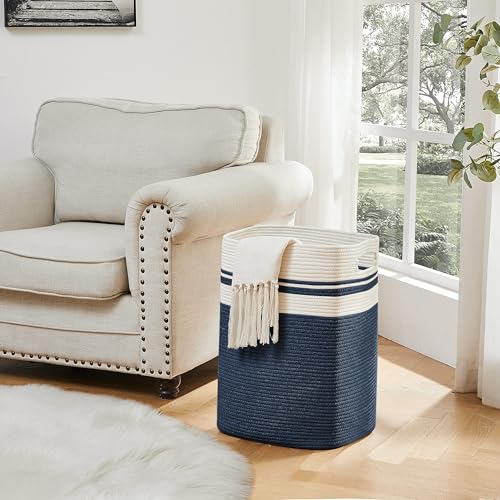 OIAHOMY Laundry Hamper Collapsible Laundry Basket Clothes Organizer Blue - color: Blue, size: 16.5*13*22