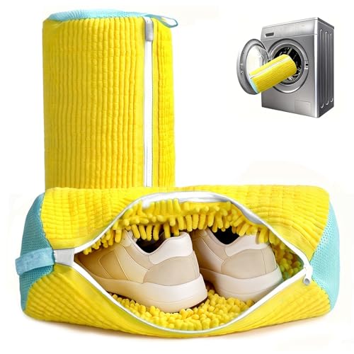 Shoe Washing Bag, Laundry Shoe Bag, Reusable Shoe Washing Bag, 360 ° Deep Cleaning,Suitable for All Shoe Types, With Self-Locking Zipper, 2-pack (Yellow) - color: Yellow