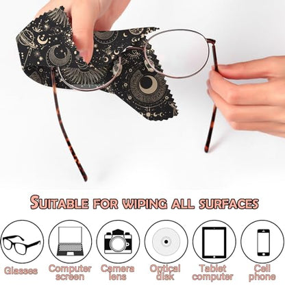 6 PCS Glasses Cleaning Cloth Eyeglass Cleaning Cloth Lens Eyeglasses Microfiber Cute Aesthetic Cloth for Unisex Women Girls Reusable Phone Screens Camera Multi-Patterns(6.3"x6.3")-Sun Moon Star - color: N5-sun Moon Star