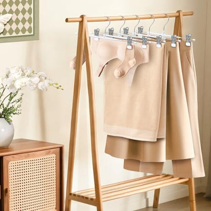 HUADYMEET 12 Inch Heavy Duty Pants Skirt Hangers with Clips,White,30 Pack - color: White, size: 12 Inch