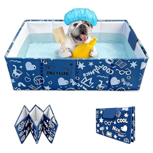 Foldable Dog Bathtub for Small to Medium Dogs & Cats Pool, Collapsible Pet Bath Tub for Shower/Kitchen Sink, Thickened Insulated Base, Portable & Space-Saving Puppy Wash Basin, Blue - color: Blue