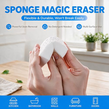 Waffle-Textured Magic Eraser Sponges, High-Density Melamine, 30 Pack