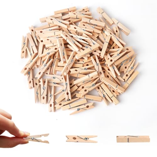 100Pcs 1.77 Inch Wooden Craft Clothespins, Multipurpose Natural Wood Peg Clips for Photos Art Projects Party Display