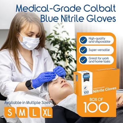 Inspire Cobalt Blue Nitrile Disposable Gloves | 4.5 Nitrile Safety Medical Exam Cooking Cleaning Disposable Gloves - size: Small, style: Blue - Box of 100