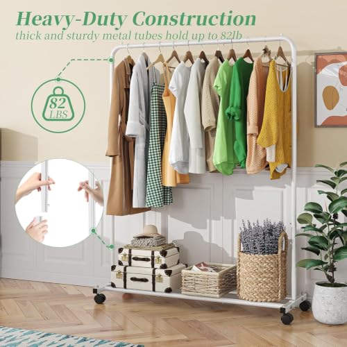 Simple Trending Clothes Clothing Garment Rack, Clothes Organizer, White - color: White, size: 14.75"D x 43.5"W x 54.25"H