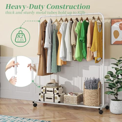 Simple Trending Clothes Clothing Garment Rack, Clothes Organizer, White - color: White, size: 14.75"D x 43.5"W x 54.25"H