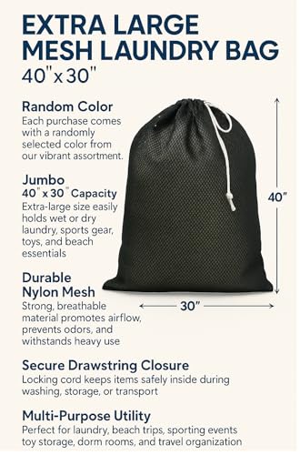 Extra Large Mesh Laundry Bag 40" x 30" – Drawstring, Multi-Purpose for Laundry, Toys, Beach, Sporting Goods – Dependable Industries Inc. Essentials