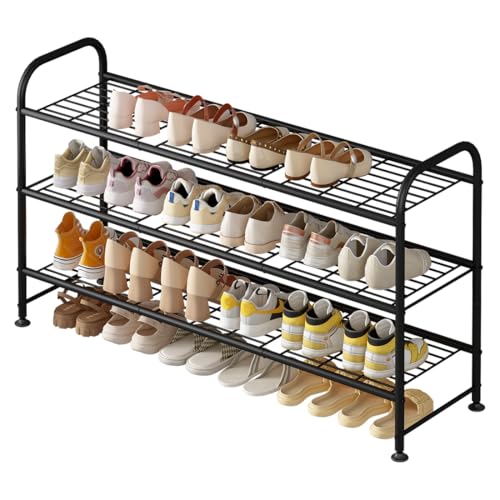 LINZINAR 3 Tier Long Shoe Rack for Closet Metal Shoe Organizer for Entryway - color: Black, size: 3-Tier