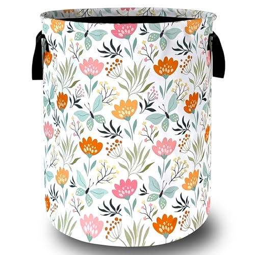 Beautiful Floral Laundry Basket Oxford Cloth Foldable Hamper 18.9x16.5Inch - color: Cute Floral Beautiful Flowers