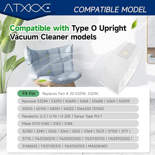 12 Pack Type O Vacuum Bags Compatible with Kenmore Canister Vacuums - color: White*12, size: Style O