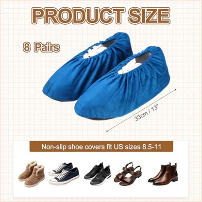 PATIKIL Reusable Shoe Covers, Non-Slip Shoe Protectors Cover Polyester Washable Foot Boot Covering - color: Sapphire Blue, size: 12 inch