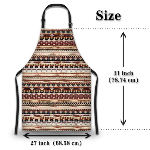 Garden Apron for Men Boho Style Ethnic Pattern Cooking Aprons for Women for Kitchen Cooking Restaurant BBQ Painting Crafting Gardening 27” (W) x 31” (H), Waterproof Aprons - color: Boho Style Ethnic Pattern