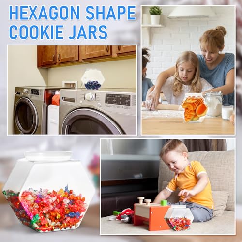 Uiifan Plastic Candy Jar with Lid Clear Hexagonal Fish Bowls,70 Oz - size: 70 oz