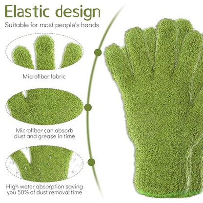 Microfiber Dusting Gloves for Plants Plant Dusting Gloves Gentle Leaf Shine & Cleaner for Houseplants Reusable Washable Cleaning Glove Mittens Indoor Mitt for Plants House Cleaning Car Blinds Lamps