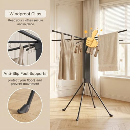 Laundry Drying Rack Collapsible, Foldable Clothes Drying Rack - style: Carbon Steel Four-Legged Stand