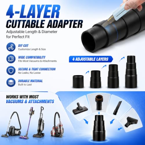Vacuum Hose Adapter 3Pcs (1-3/8" to 1-1/4" & 1-1/2") Vac Connectors