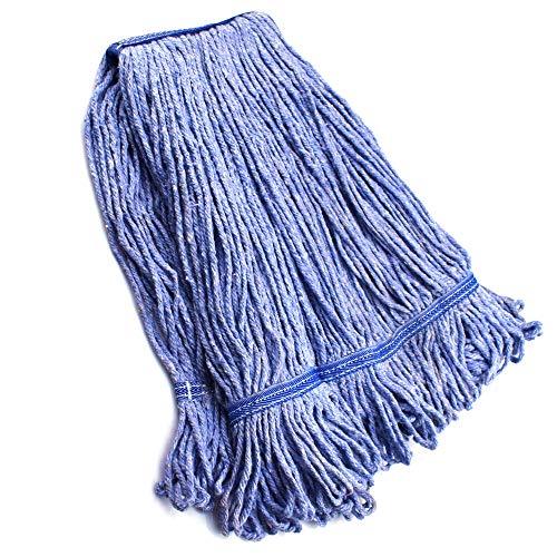 String Mop Heads Replacement Heavy Duty Commercial Grade Blue Cotton Looped End Wet Industrial Cleaning Mop Head Refills (1, Medium) - color: 1 Piece Pack, size: Medium (Pack of 1)