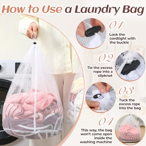 3 Pcs Mesh Laundry Bags for Socks, Drawstring Wash Bags for Delicates, Machine Washable Travel Laundry Organizer, Coarse Mesh 12x16in + 16x20in + 20x24in - color: 3 Pcs