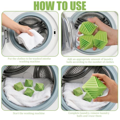 4 Pack Reusable Laundry Anti Static Balls，Cube Agitator Balls - color: Green