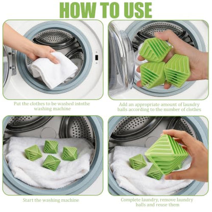 4 Pack Reusable Laundry Anti Static Balls，Cube Agitator Balls - color: Green