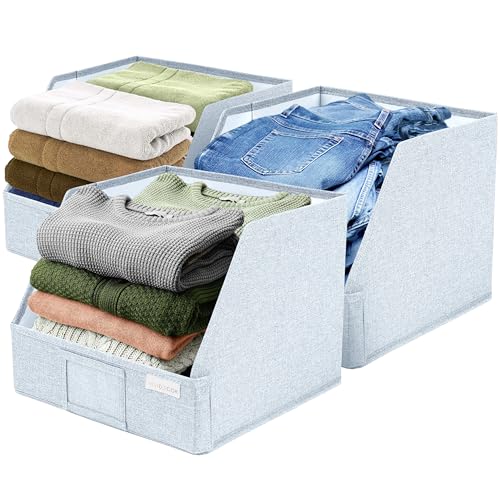 VIVIDECOR Trapezoid Closet Bins, 12"x12"x10" Open Front Closet Baskets, Storage Organizer for Shelves, Light Blue - color: Light Blue