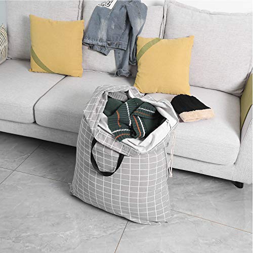 SWISSELITE Heavy Duty Laundry Bag, Large Travel Dirty Clothes Bag - color: Check Gray