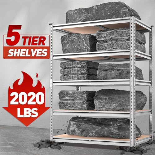 REIBII Galvanized Garage Shelving,5-Tier Metal Rack,36" W x 16" D x 72" H - color: Galvanized