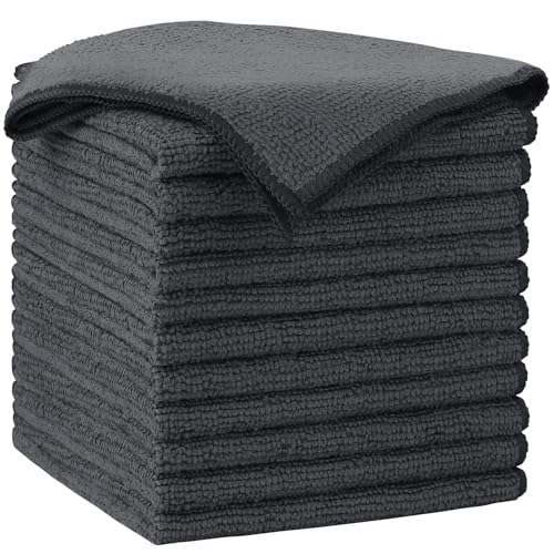 AIDEA Gray Microfiber Cleaning Cloth-12PK, Cleaning Rags 12"x 12" Absorbent - color: Grey, size: 12in.x12in.