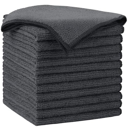 AIDEA Gray Microfiber Cleaning Cloth-12PK, Cleaning Rags 12"x 12" Absorbent - color: Grey, size: 12in.x12in.