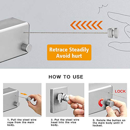 BESy Retractable Double Clothesline Laundry Indoor Washing Clothes Line - size: Double Rope, style: Silver