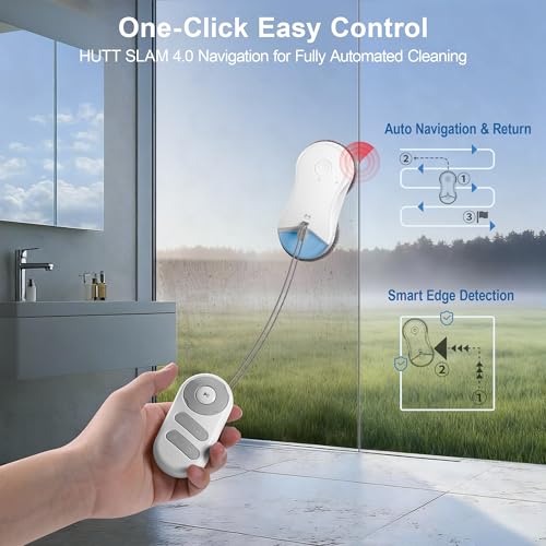 HUTT S55 Pro Window Cleaning Robot, 3D Floating Pads, Up to 6500Pa Suction, HydroJet Pump Spray, SLAM 4.0 Navigation, 80ml Water Tank, 6 x Cloths,Perfect for High-Rise Windows, Tiles and Glass - color: White