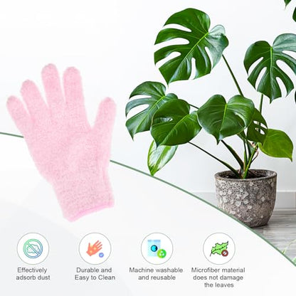 M METERXITY Dusting Gloves, Reusable Washable Mittens for Plants/House/Cars/Blinds Dusting, Leaf Cleaning Glove Mittens - color: Pink, size: 7 x 9.5 cm