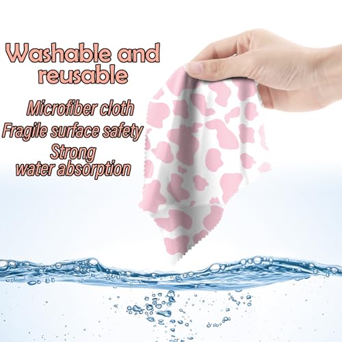 6 PCS Glasses Cleaning Cloth Eyeglass Cleaning Cloth Lens Eyeglasses Microfiber Cute Aesthetic Cloth for Unisex Women Girls Reusable Phone Screens Camera Multi-Patterns(6.3"x6.3")-Leopard - color: N1-leopard Cheetah Cow