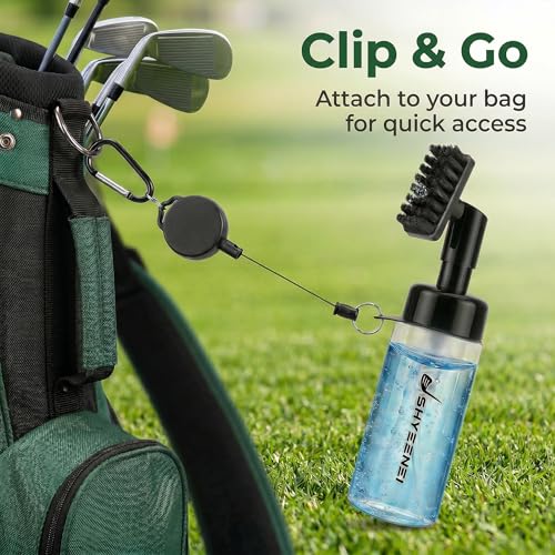 Portable Golf Club Cleaner with Water Brush & Clear Reservoir