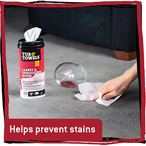 Tub O' Towels Carpet & Upholstery Cleaning Wipes – 7 x 8 Pre-Moistened Multi Surface Fabric Cleaning Wipes, 40 Count for Carpet, Rugs & Furniture - style: 1-Pack