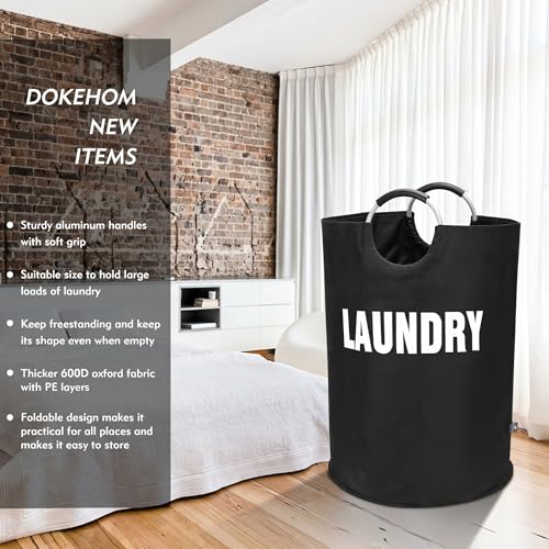DOKEHOM 160L XX-Large Laundry Basket Bag, Collapsible Tall Hamper, Black - color: Black, size: 160L