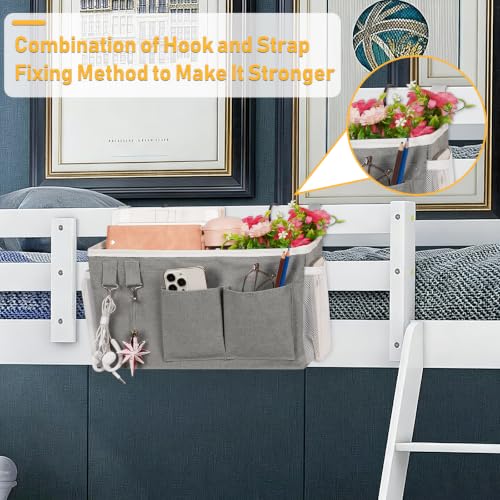 Lilithye Bedside Caddy, Bedside Storage Bag Hanging Organizer for Bunk Bed - color: 1pc New Grey