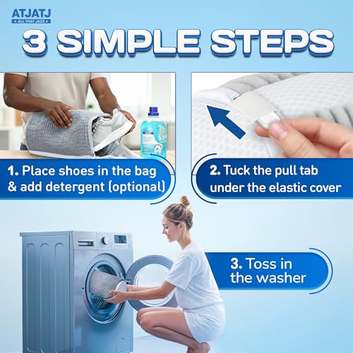 2-Pack Shoe Washing Machine Bag, 360° Deep Shoe Laundry Bag for Washer, Reusable Mesh Shoe Bag with Secure Zipper, Easy Clean Shoe Bag for Sneakers, Tennis Shoes & Gym Trainers