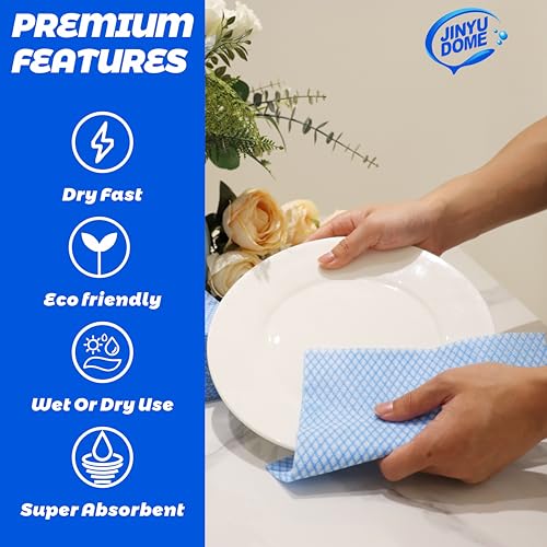 Disposable Kitchen Cleaning Cloths Dish Towels Dish Cloth Reusable Cloths for Kitchen, Bathroom, Household Cleaning (Blue 100 Pack) - color: Blue 100 Pack