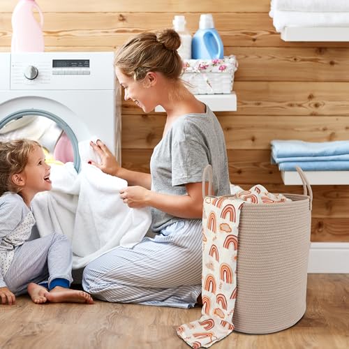 XUANGUO Cotton Rope Laundry Basket Hamper for Clothes, Konjac - color: Konjac, size: Regular