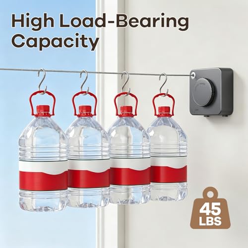 Retractable Clothesline Indoor & Outdoor, Anti-Sag Heavy Duty Retracting Laundry Drying Line, Wall Mounted Stainless Steel Clothes Line - 13.78 Ft (Gray) - color: Gray