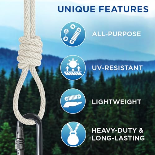 TECEUM Cotton Rope 3/16” (5 mm) – 200 FT – Strong All-Purpose Braided Rope – Natural Cotton – for Crafting, Сamping, Clothes Line, DIY, Indoor & Outdoor Use – Natural - size: 200 feet