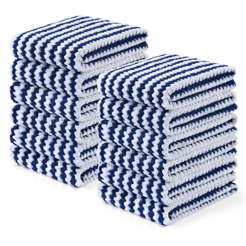 Homaxy 12 Pack Coral Velvet Kitchen Towels, 10 x 20inches, Navy Blue - color: Navy Blue, size: 10 x 20 - 12 Pack