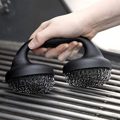 Yukon Glory BBQ Grill Brush, Double Stainless Steel Cleaning Pads